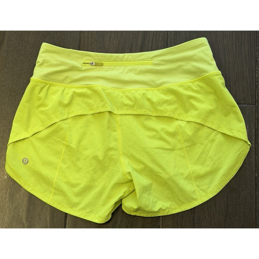 Lululemon Speed Up Shorts Women’s Size 4 Highlight Yellow - Picture 2 of 5